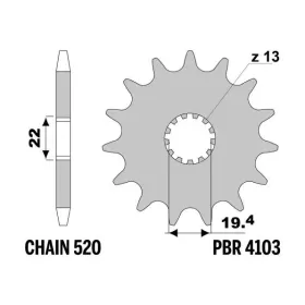 PBR plieninė standartinė priekinė žvaigždutė 4103 - 520 SUZUKI LT / GSXR / GSF 160-250cc 1985-2001