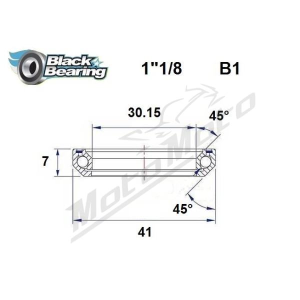 BLACK BEARING vairo kolonėlės guolis 30.15x41x7 mm 45°/45° HB-B1