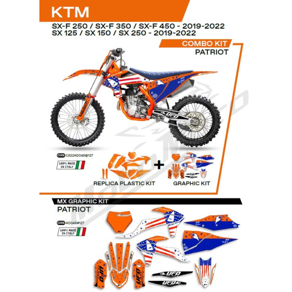 UFO Plastics and stickers set with fork guards KTM SX / SX-F 125-450 19-22