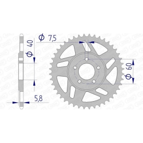 AFAM Aluminium Rear Sprocket 415 44 teeth KTM SM / SX 50cc 03-06
