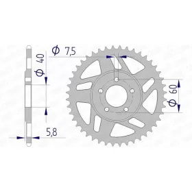 AFAM Aluminium Rear Sprocket 415 44 teeth KTM SM / SX 50cc 03-06