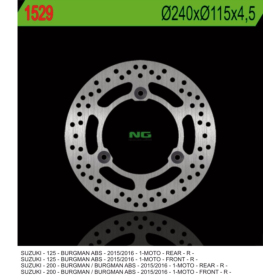 NG BRAKES Front/Rear Fixed Brake Disc 240mm Suzuki UH Burgman 125-200cc 15-16