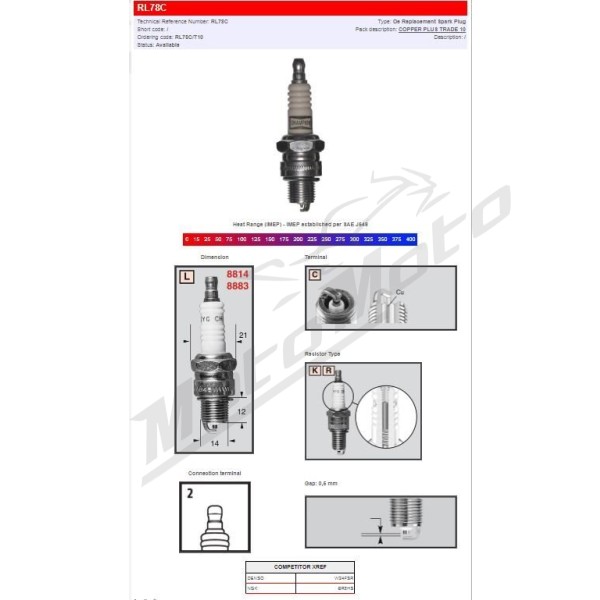CHAMPION S-Plug Aprilia / Benelli / Beta / Derbi / Hercules / Honda / Ialjet / KTM / Kymco / Malaguti / MBK 50-100 66-07 RL78C
