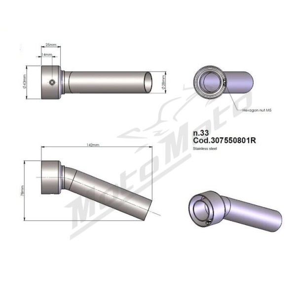 LEOVINCE DB Killer Insert HONDA XL 125 01-13/YAMAHA MT-125 14-16/YZF-R125 14-16/KTM DUKE 125-200 12-19