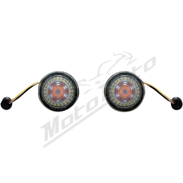 CUSTOM DYNAMICS ProBEAM® Amber/White Dynamic Ringz™ Harley Davidson FLFB / FLFBS / FLHC 883-1977cc 99-24
