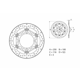 BREMBO Serie Oro apvalus plaukiojantis stabdžių diskas KAWASAKI KDX 125-650/ KX 125-500, SUZUKI RM-Z250