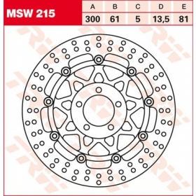 Priekinis stabdžių diskas MSW215 KAWASAKI GPZ / GTR / Z / ZL / ZR / ZX / ZZR 550-1100cc 1990-2006 1VNT