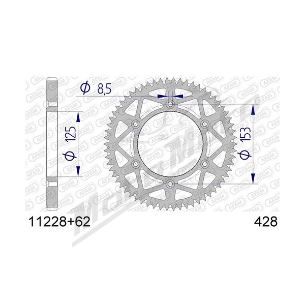 AFAM Aluminium Ultra-Light Rear Sprocket 428 62 teeth HM CR-F 125cc 09-10