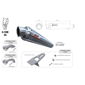 MIVV X-Cone 80 Universal Silencer Left Side - Stainless steel
