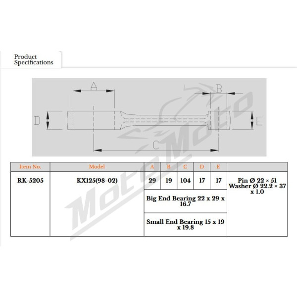 Royal Rods connecting rod KAWASAKI KX 125 98-02