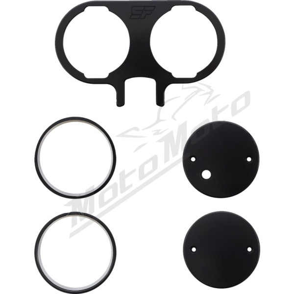 SLYFOX Duel Speedometer housing and mounting kit. Black Harley Davidson FLD / FLHXS / FLSB / FXDI / XL / XLH / XR 883-1923 99-22
