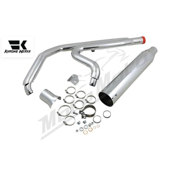 KHROME WERKS 2-into-1 Outlaw Exhaust System Harley Davidson FLHFB / FLHR / FLHRC / FLHRXS / FLHT / FLHTCU / FLHTK / FLHX / FLHXS / FLTRU 1750-1977 17-24