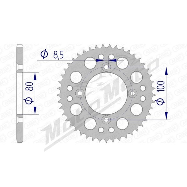 AFAM Aluminium Ultra-Light Rear Sprocket 420 ​​​​​​​36-46 teeth HONDA CR / XR / CRF 70-80cc 82-12