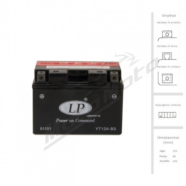 LANDPORT Accumulator 10 Ah 175 A EN 12V LT12A-BS