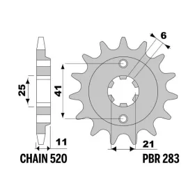 PBR plieninė standartinė priekinė žvaigždutė 283 - 520 HONDA VT / NSR / VTR 250cc 1983-2001