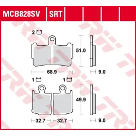 TRW Priekinės stabdžių trinkelės 51x68,9x9mm Honda VFR 1200 10-13