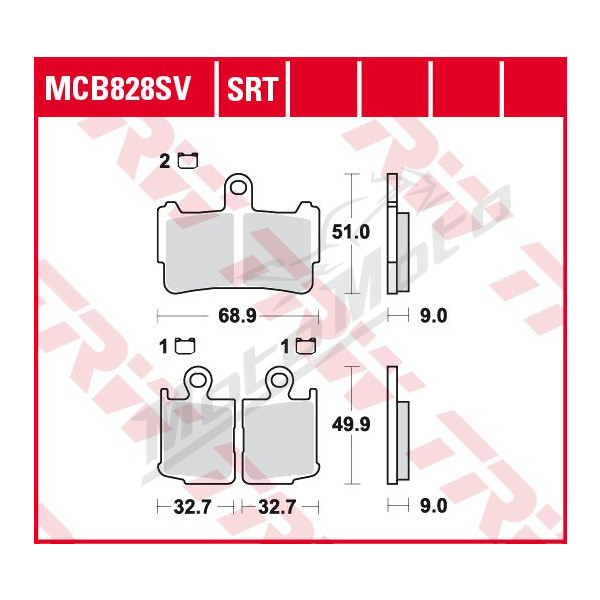 TRW Brake pads front 51x68,9x9mm Honda VFR 1200 10-13