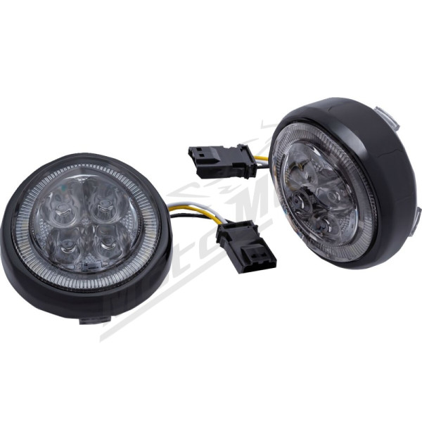 CIRO LED Fang® Front Signal Light Inserts with Bezel HARLEY DAVIDSON FLD / FLFB / FLFBS / FLHC / FLHCS / FLHTKSE / FLHXSE 883-1923 01-25