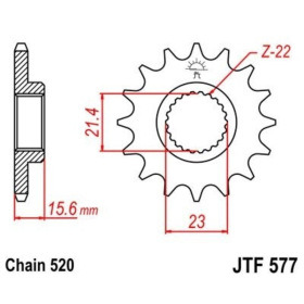 JT Grandinės komplektas sustiprintas 520X1R3 15/40 Yamaha XT 600Z Tenere 87-89