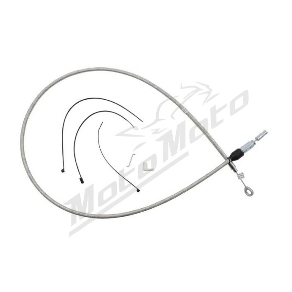 MAGNUM SHIELDING Polished Stainless Quick Connect Upper Clutch Cable Harley Davidson FLDE / FLFBS / FLTRK / FLTRX / FXST 1750/1977 18-24 137cm 
