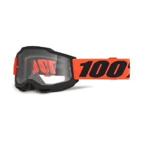 100 percent goggles model accuri 2 ferrani - clear lens - black / orange