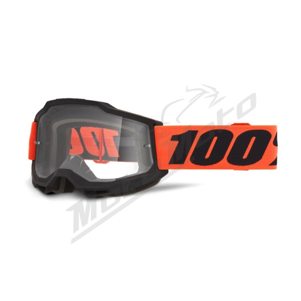 100 percent goggles model accuri 2 ferrani - clear lens - black / orange