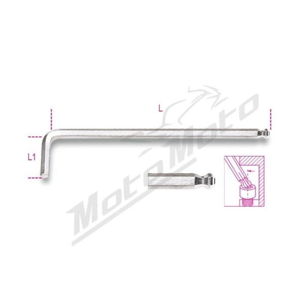 BETA Set of 9 Ball Head Offset Hexagon Key Wrenches Extra Long