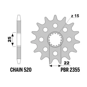 PBR plieninė standartinė priekinė žvaigždutė 2355 - 520 ROYAL ENFIELD BULLET / CLASSIC / HNTR / METEOR 350cc 2021-2024