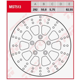TRW ZF Rear Brake Disc 292mm Harley Davidson FLH / FLHR / FLHT / FLHTC 883-1340cc 84-99