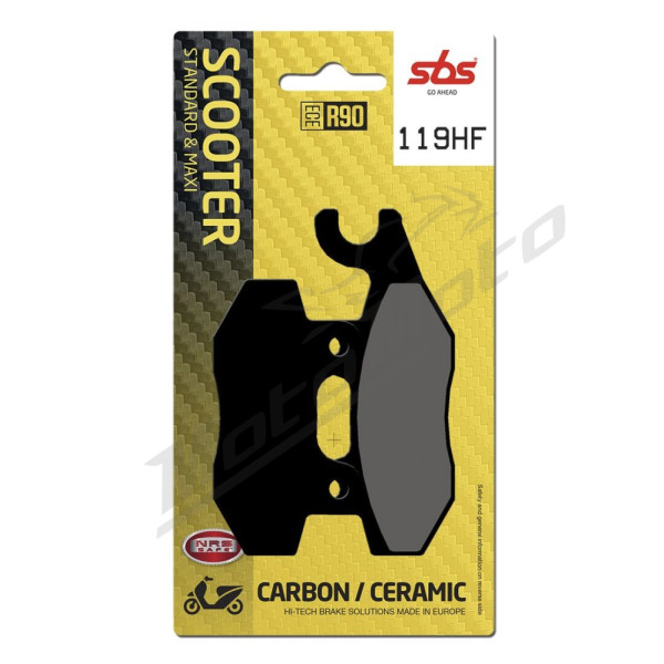SBS 119HF Street Ceramic Organic Brake Pads Aeon / Daelim / Keeway / Kymco / SYM 50-400cc 99-18