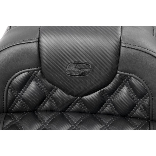 SADDLEMEN Road sofa Lattice Stitch Seat Black/Carbon Harley Davidson FLHX / FLTRX / FLTRXSE / FLHXSE 1823-1977 23-25