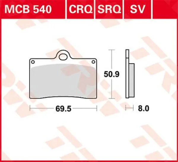 TRW CRQ Series Carbon Race Brake Pads Aprilia / Bimota / Cagiva / Ducati / GasGas / Honda / Husqvarna / KTM / Laverda / Voxan / MZ / Sachs / Moto Guzzi / Yamaha 125-1000cc 88-10