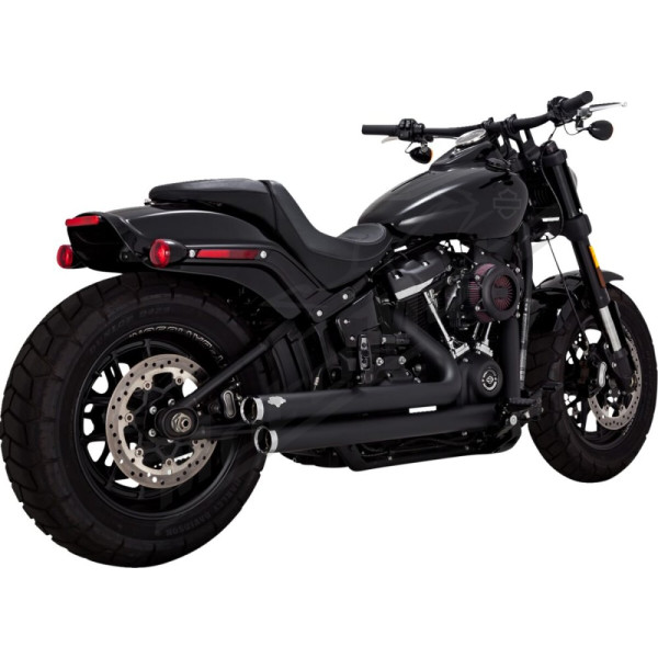 VANCE & HINES Big Shots Staggered 2-into-2 Exhaust System Black Harley Davidson FXST / FXLR / FXBBS / FLDE 1750-1923cc 18-24