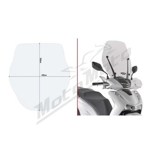 GIVI front windshield Honda / Niu / Piaggio 125-350cc 20-22 Transparent