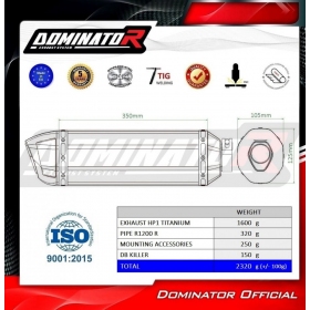 Duslintuvo bakelis Dominator HP1 + dB killer medium BMW R1200R 2010 - 2014 