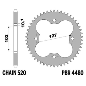 PBR Standard C45 Steel Rear Sprocket 4480 - 520 POLARIS PREDATOR 500 2002-2013