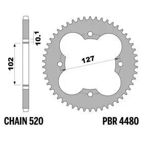 PBR standartinė C45 plieninė galinė žvaigždė 4480 - 520 POLARIS PREDATOR 500 2002-2013