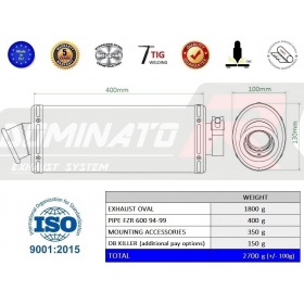 Duslintuvo kompl. DOMINATOR OVAL YAMAHA FZR 600 1994-1999