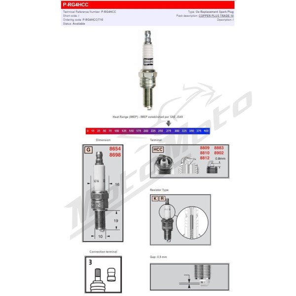 CHAMPION S-Plug MBK / Yamaha 125-900 06-20 P-RG4HCC