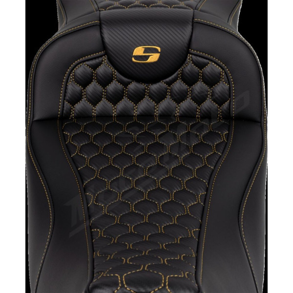 SADDLEMEN Roadsofa Honeycomb sėdynė prailginta auksinė Harley Davidson FLHR / FLHT / FLHTKL / FLTR / FLTRX 1584-1923 08-25