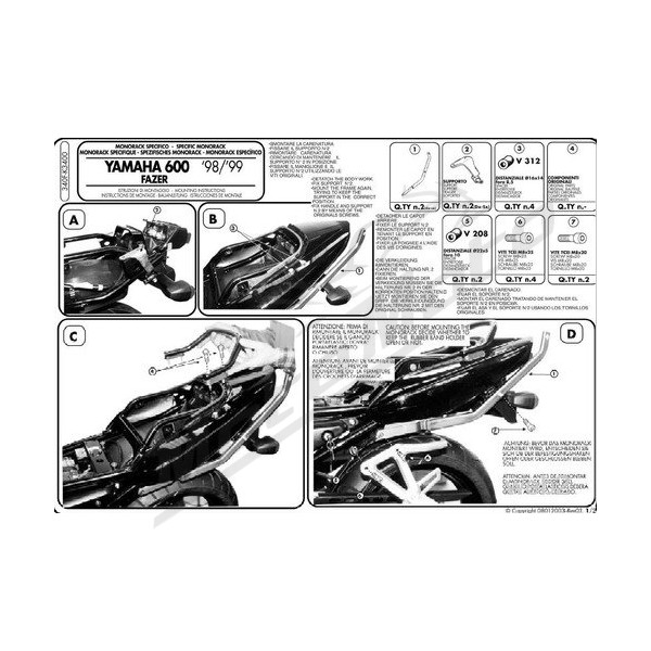 KAPPA Rear storage box bracket Yamaha FZS 600 98-03