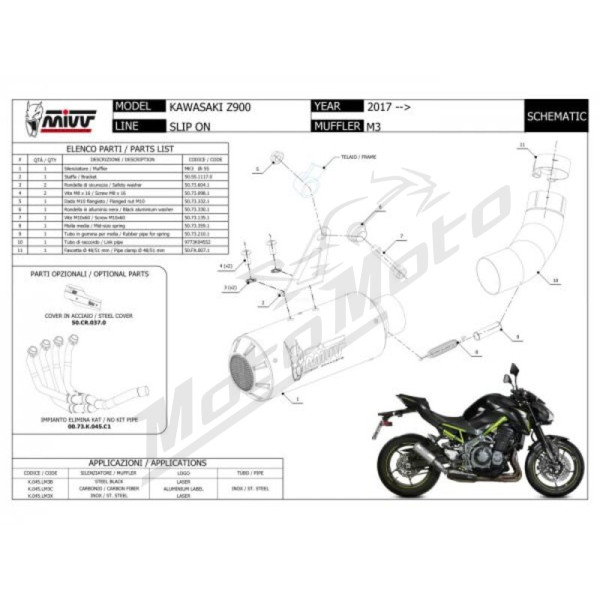 MIVV MK3 Slip-On Exhaust Kawasaki Z 900 A2 ABS 18-21