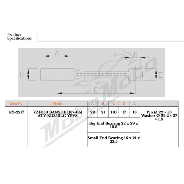Royal Rods Connecting Rod Yamaha YFZ / RD 350cc 80-08