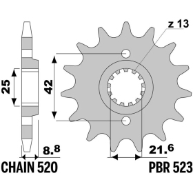 JT/PBR Grandinės komplektas sustiprintas 520X1R3 14/47 Kawasaki ZZR 250 90-03