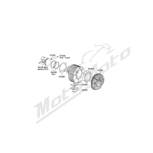 POLINI Cylinder Kit 68.5mm With Head Vespa Cosa / PE / PX 200cc 77-01