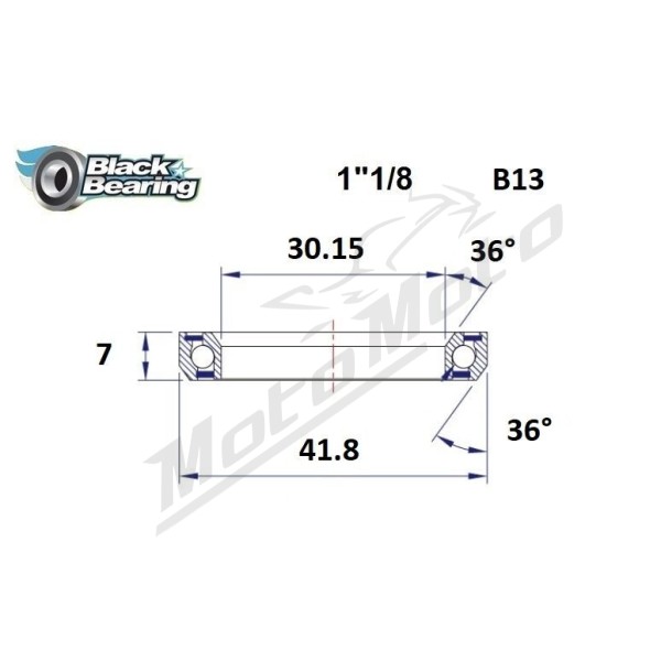 BLACK BEARING 36°/36° Headset Bearing 30.15x41.8x7 mm HB-B13