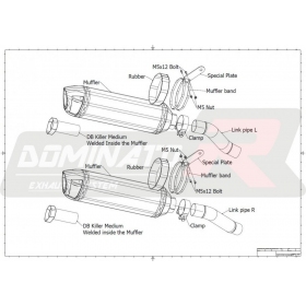 Exhausts kit Dominator HP1 KAWASAKI Z1000 2014-2016