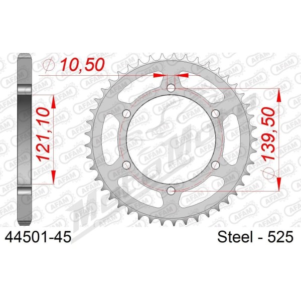 AFAM plieninė standartinė galinė žvaigždė 525 45 dantukų CAGIVA RAPTOR / V-RAPTOR 650cc 00-08
