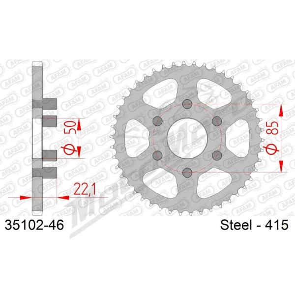 AFAM Steel Standard Rear Sprocket 415 46 teeth