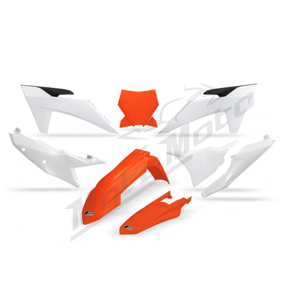 UFO Plastic kit white / orange KTM SX / SX-F 125-450 23-24